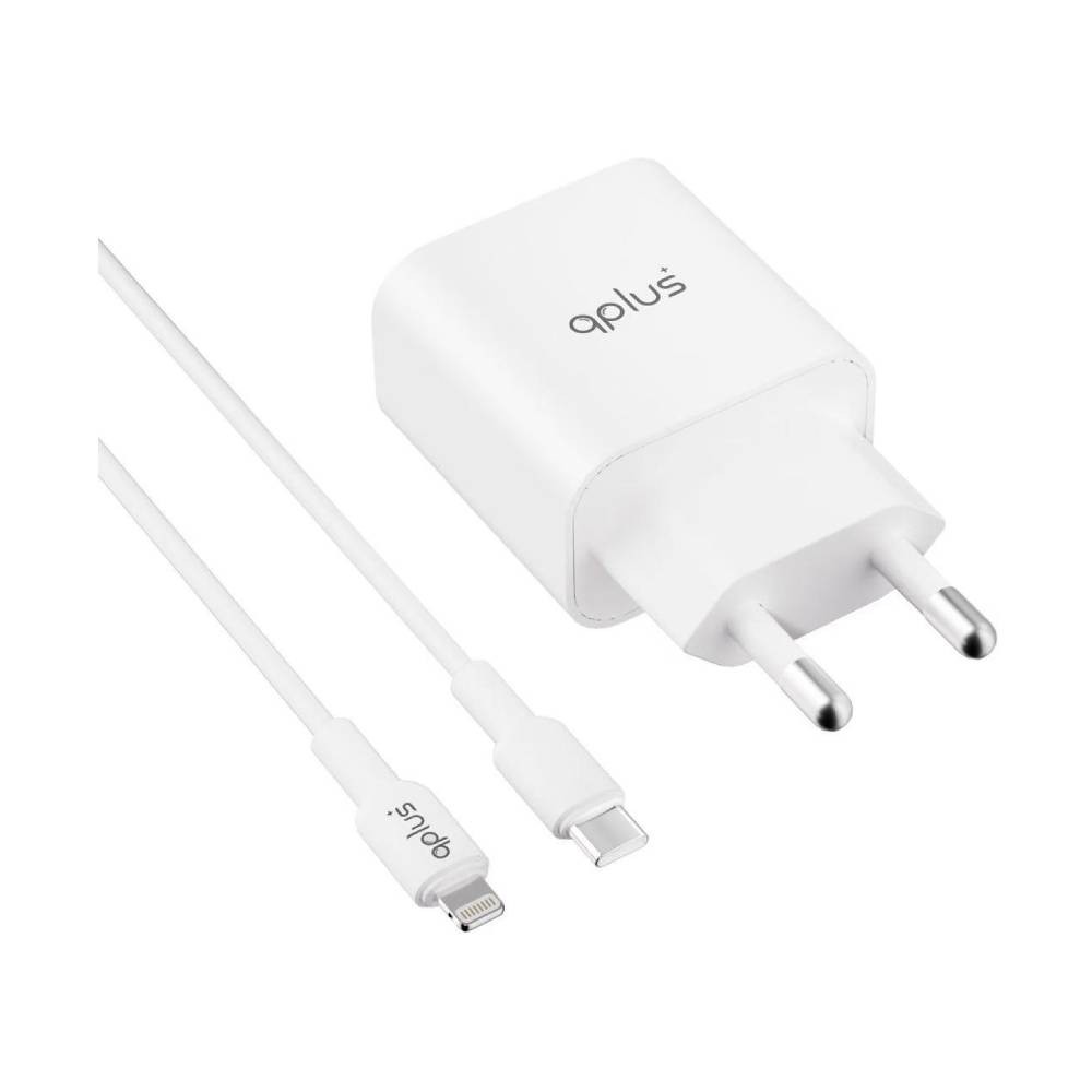 อะแดปเตอร์พร้อมสายชาร์จ QPLUS Wall USB Charger 1 USB-C (PD20W) + USB-C to Lightning Cable 1M. White (AP21) (TISI)