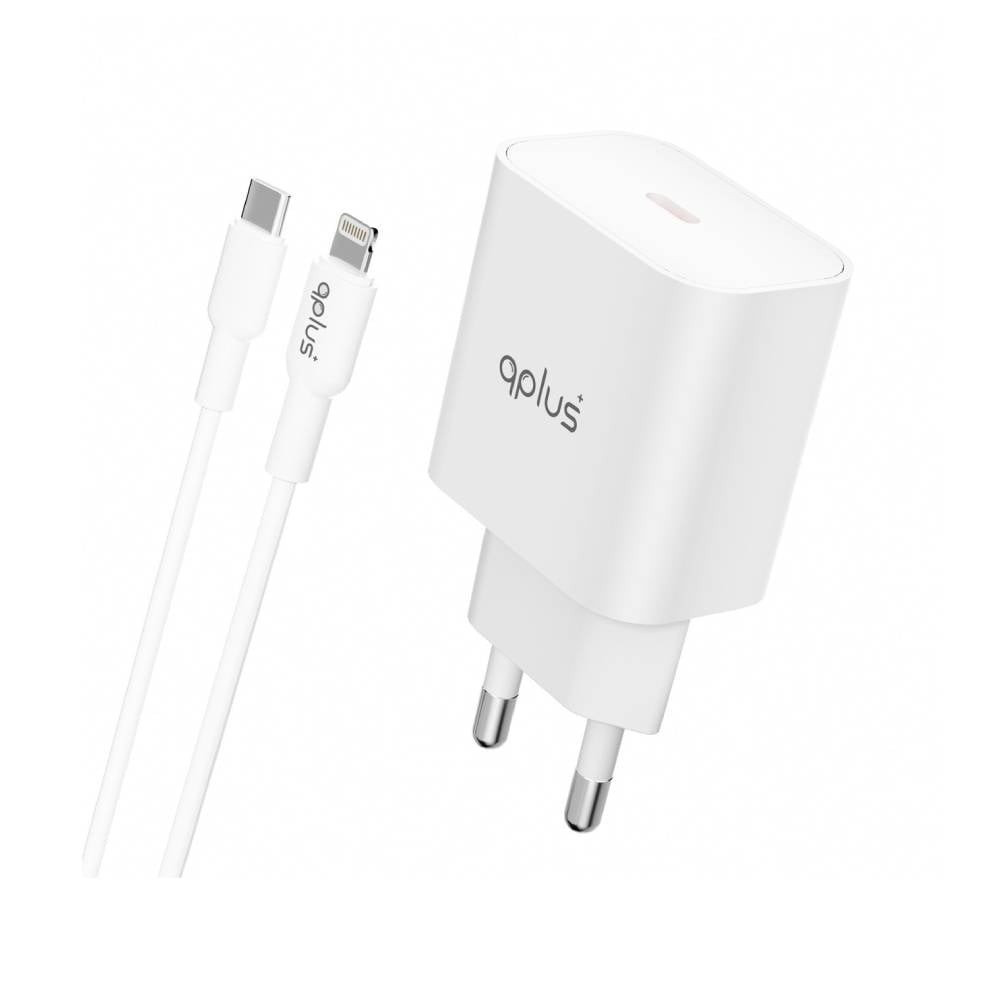 อะแดปเตอร์พร้อมสายชาร์จ QPLUS Wall USB Charger 1 USB-C (PD20W) + USB-C to Lightning Cable 1M. White (AP21) (TISI)