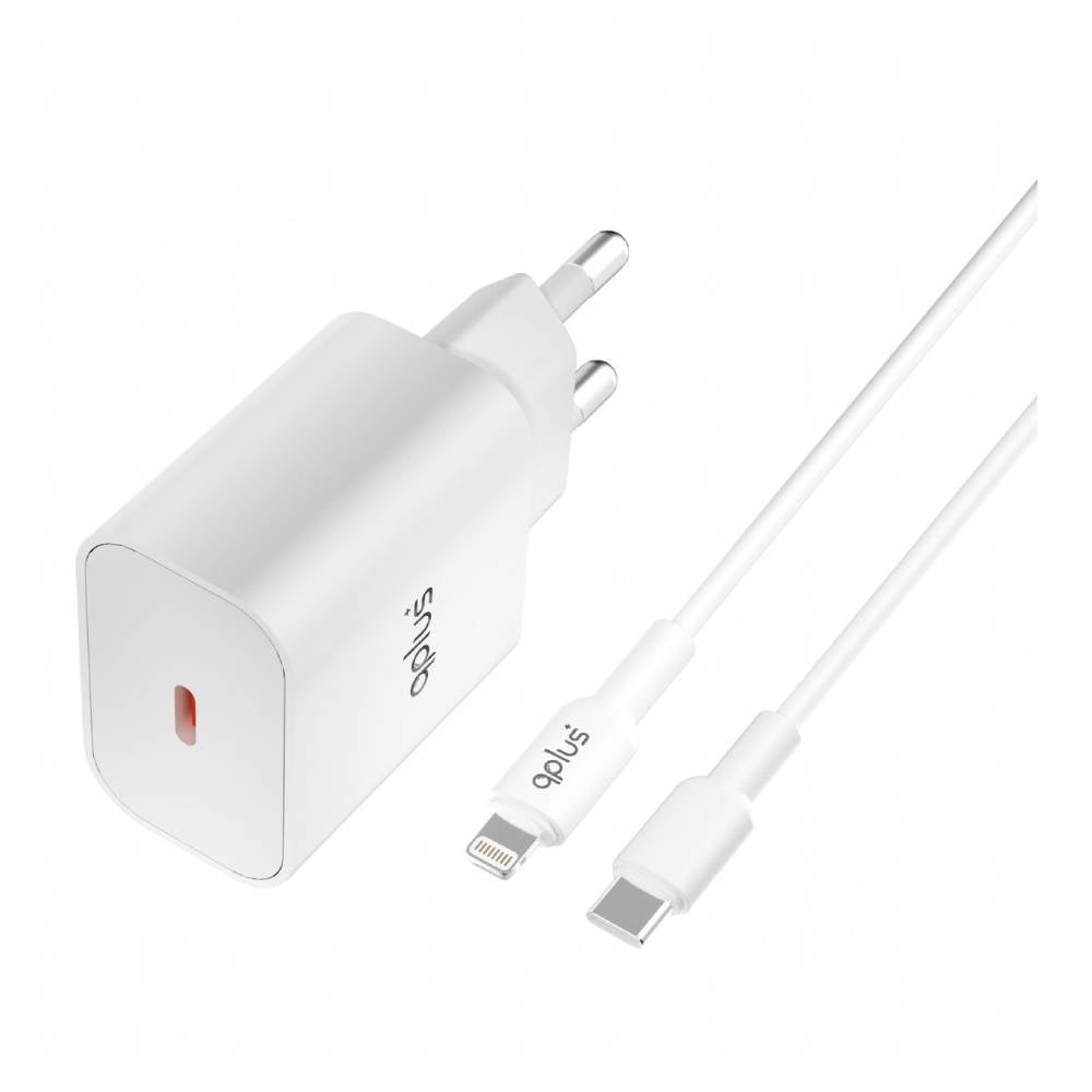 อะแดปเตอร์พร้อมสายชาร์จ QPLUS Wall USB Charger 1 USB-C (PD20W) + USB-C to Lightning Cable 1M. White (AP21) (TISI)