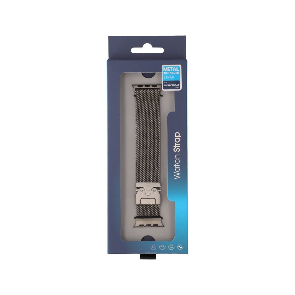 Blue Box สาย Apple Watch Strap Series 6,7,8,9,10,SE1,SE2 (39/40/41/42mm) New Metal Tile Silver