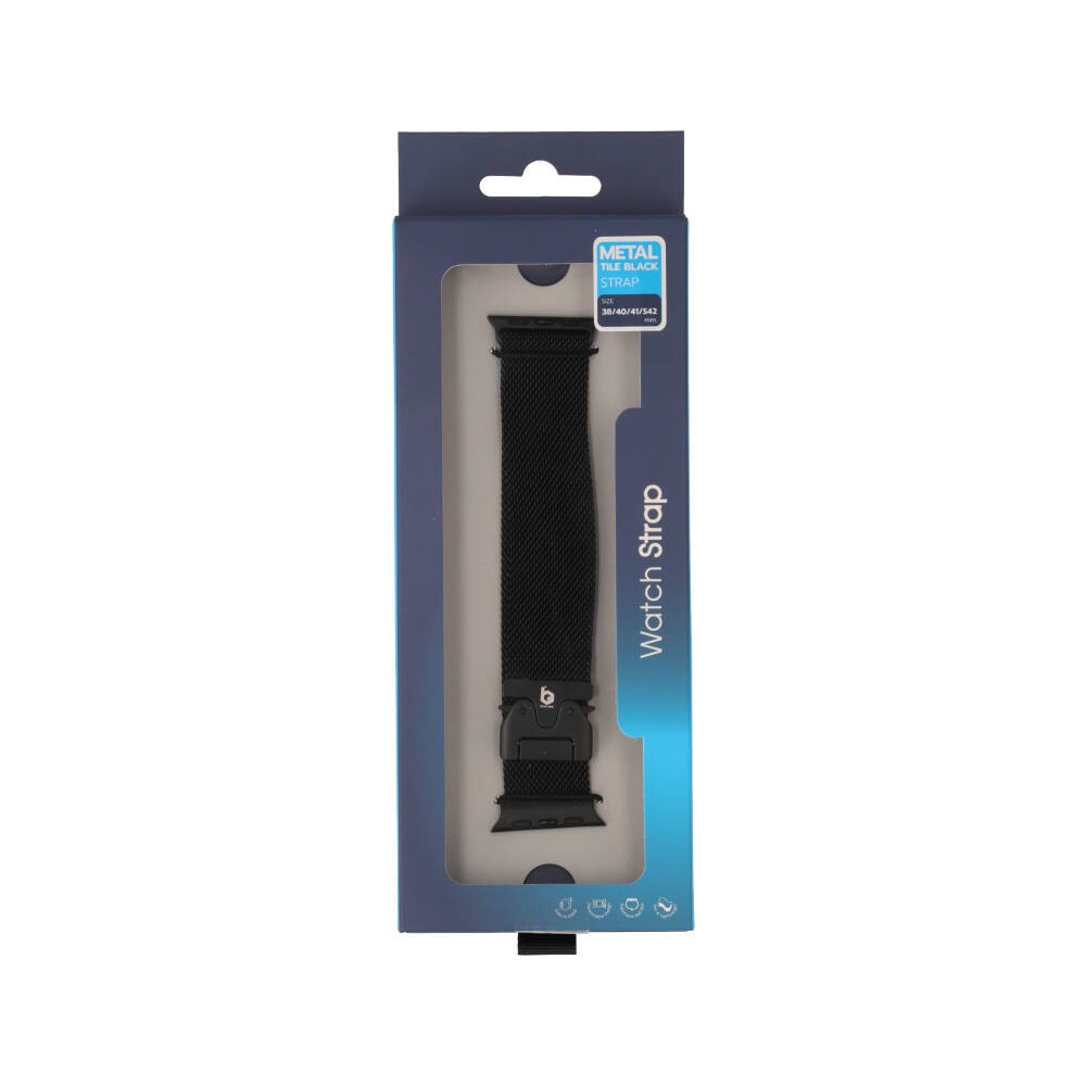 Blue Box สาย Apple Watch Strap Series 6,7,8,9,10,SE1,SE2 (39/40/41/42mm) New Metal Tile Black
