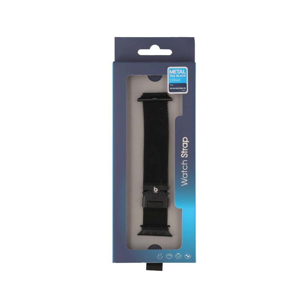 Blue Box สาย Apple Watch Strap Series 6,7,8,9,10,11,SE1,SE2,Ultra (44/45/46/49mm) New Metal Tile Black