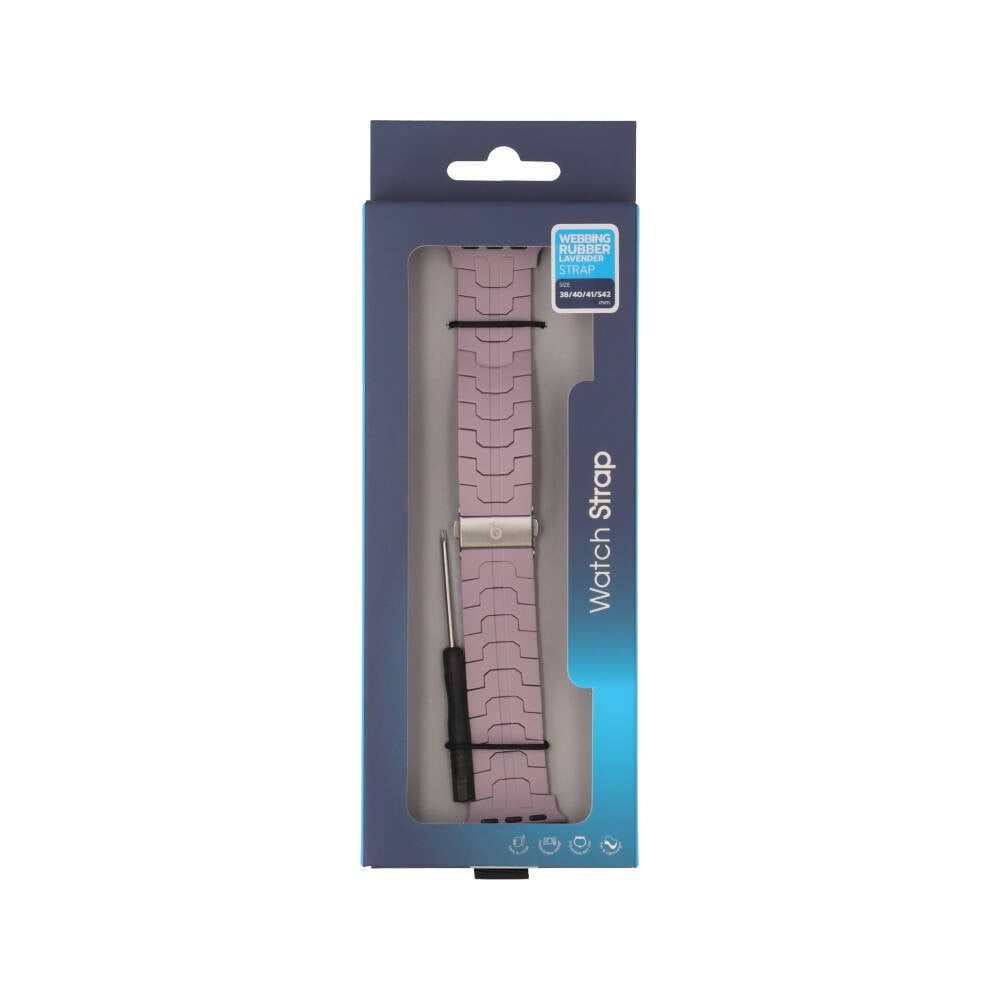 Blue Box สาย Apple Watch Strap Series 6,7,8,9,10,11,SE1,SE2 (39/40/41/42mm) mm Webbing Rubber Lavender