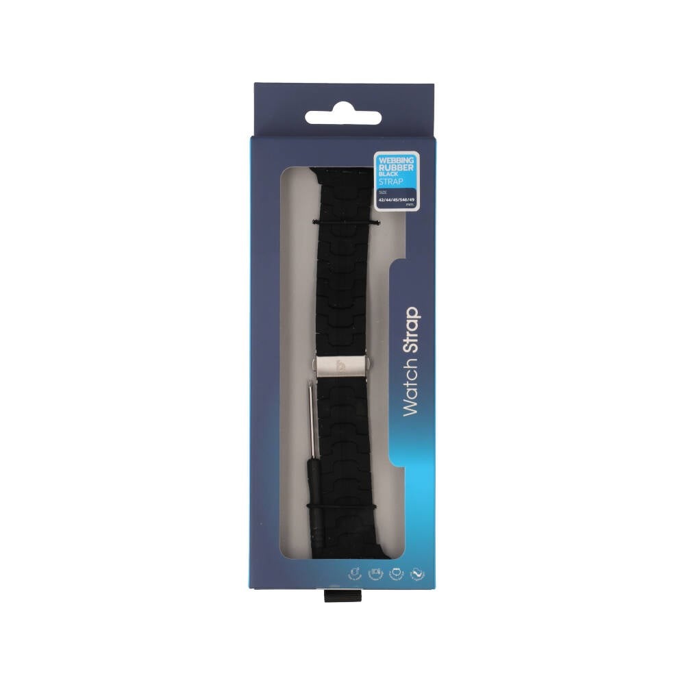 Blue Box สาย Apple Watch Strap Series 6,7,8,9,10,11,SE1,SE2,Ultra (44/45/46/49mm) Webbing Rubber Black