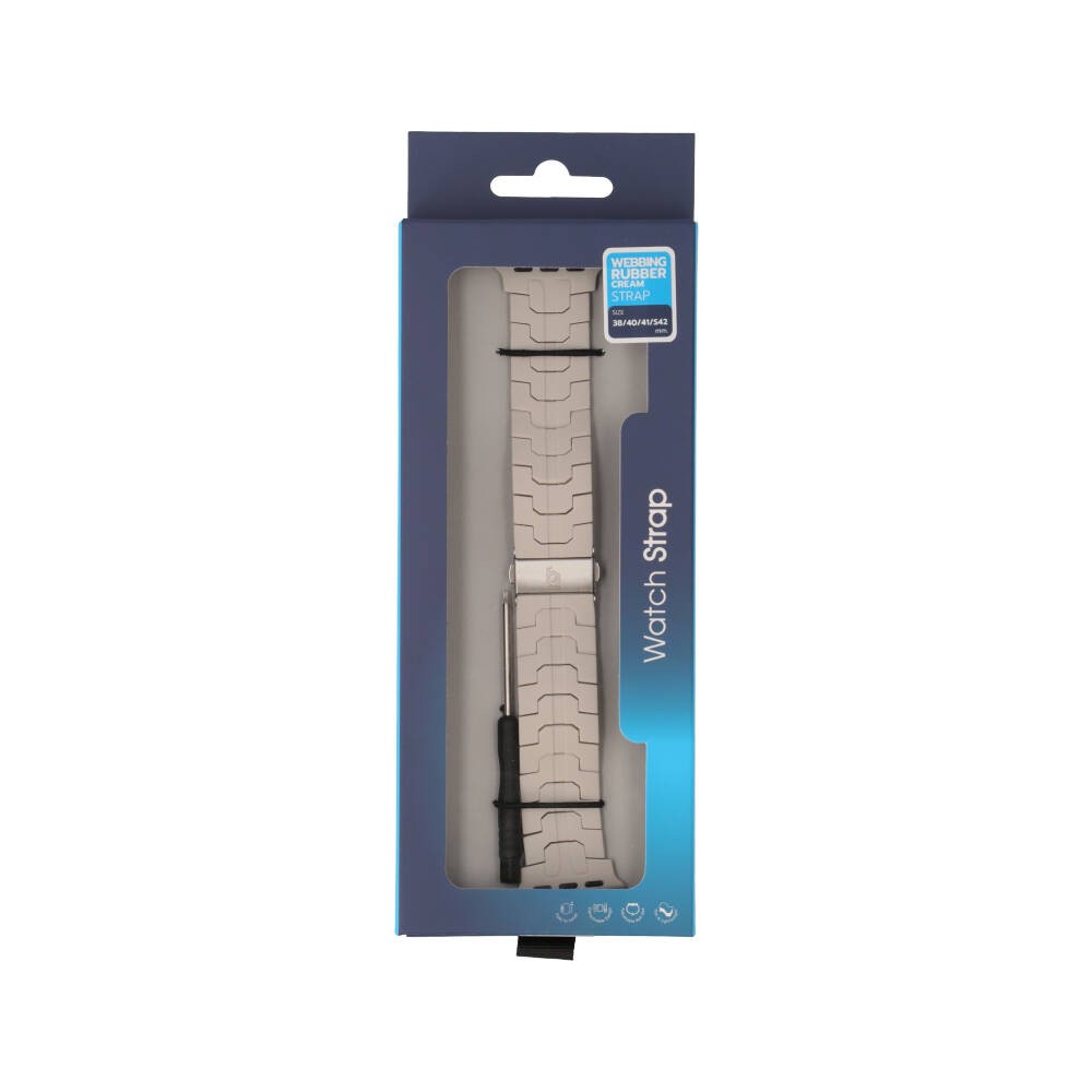 Blue Box สาย Apple Watch Strap Series 6,7,8,9,10,SE1,SE2 (39/40/41/42mm) Webbing Rubber Cream