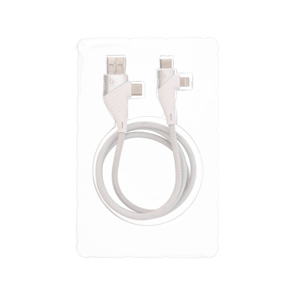 สายชาร์จ Blue Box 4-in-1 Multifunctional Magnetic Cable Braided Data 1M. White (BB-C09)