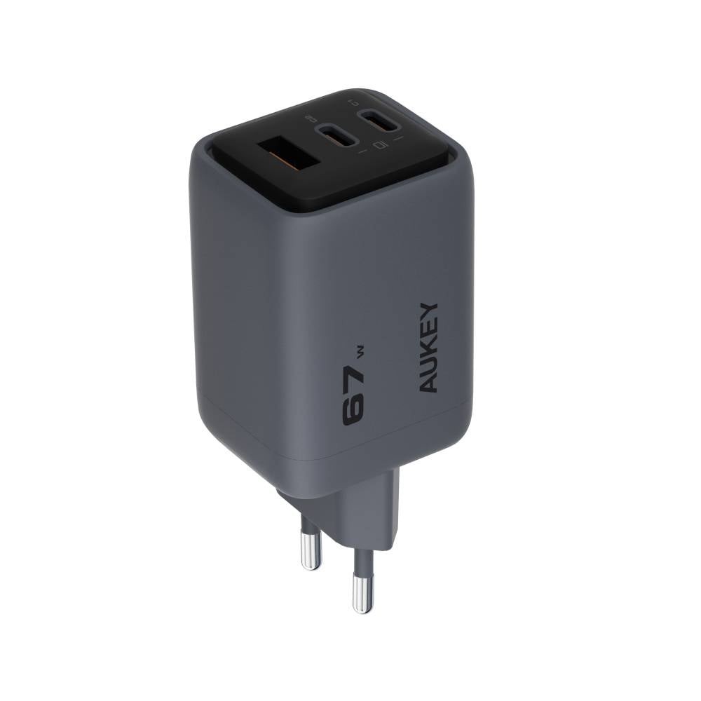 อะแดปเตอร์ AUKEY Wall USB Charger 1 USB-A / 2 USB-C (PD67W) GaN Gray (PA-C3) (TISI)