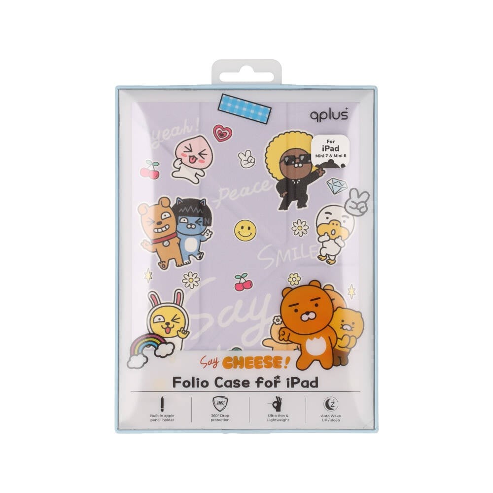 QPLUS x KAKAO & Friends เคส iPad Mini7/6 (2024) Y Model Say Cheese Purple