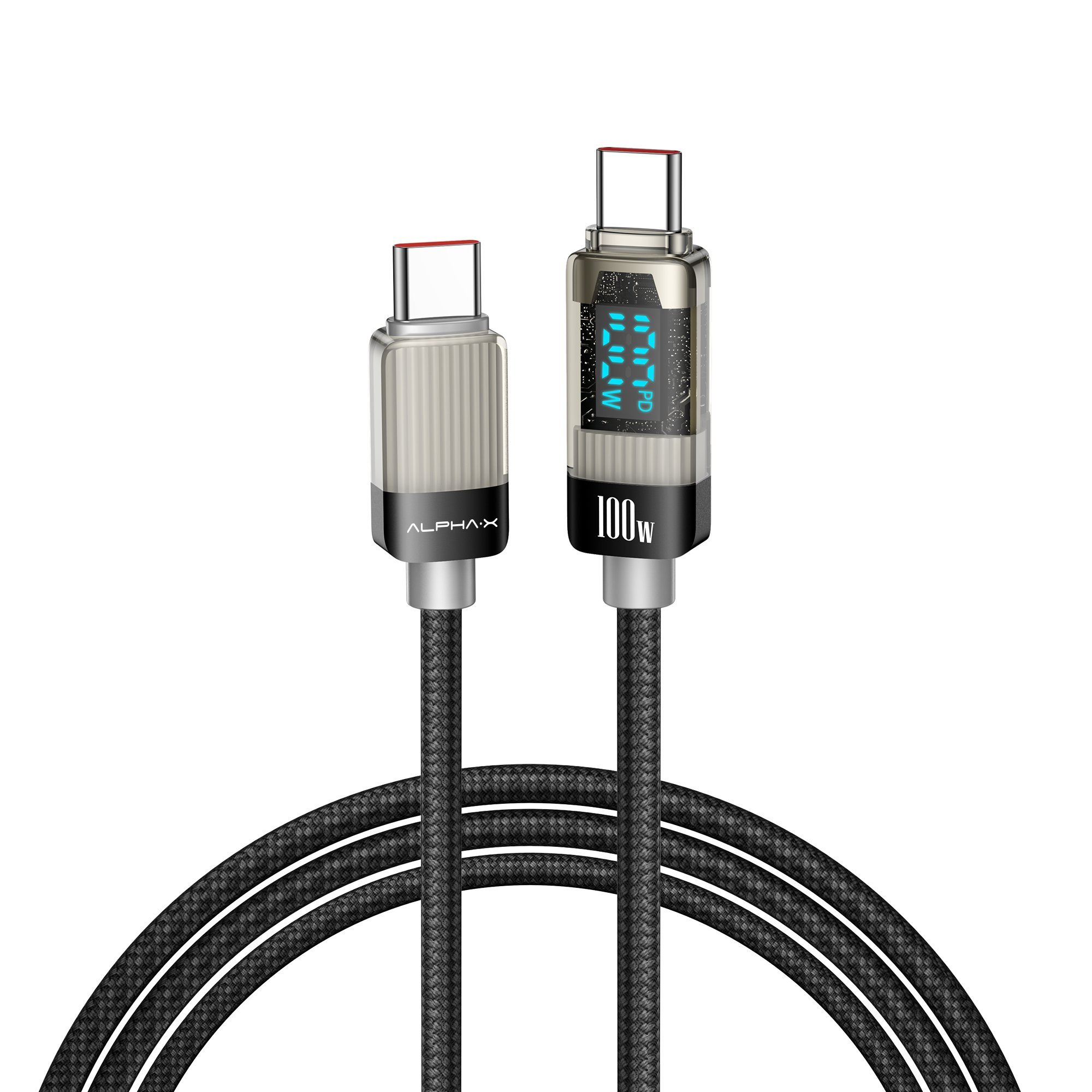 สายชาร์จ ALPHA.X USB-C to USB-C Cable 100W 1.2M ALU-CC10 Black