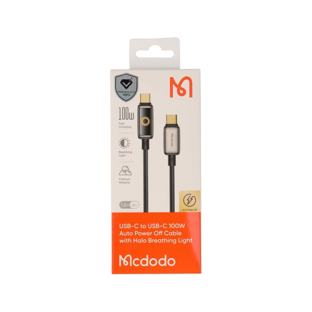 สายชาร์จ Mcdodo USB-C to USB-C Cable 100W Breathing Light LED Display Data 1.2M Black (CA-6680)