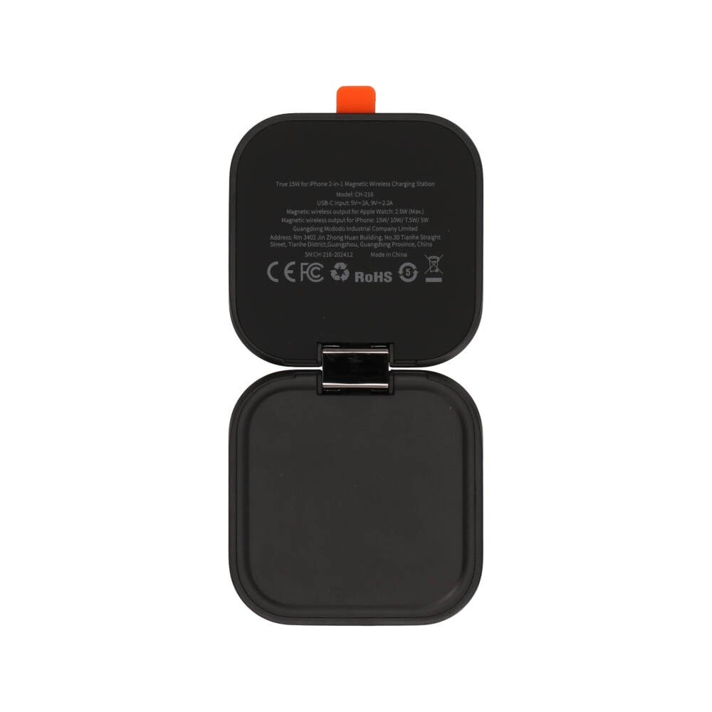 ที่ชาร์จไร้สาย Mcdodo 2in-1 Wireless Charger Foldable Magnetic Stand True 15W Black (CH-2160)