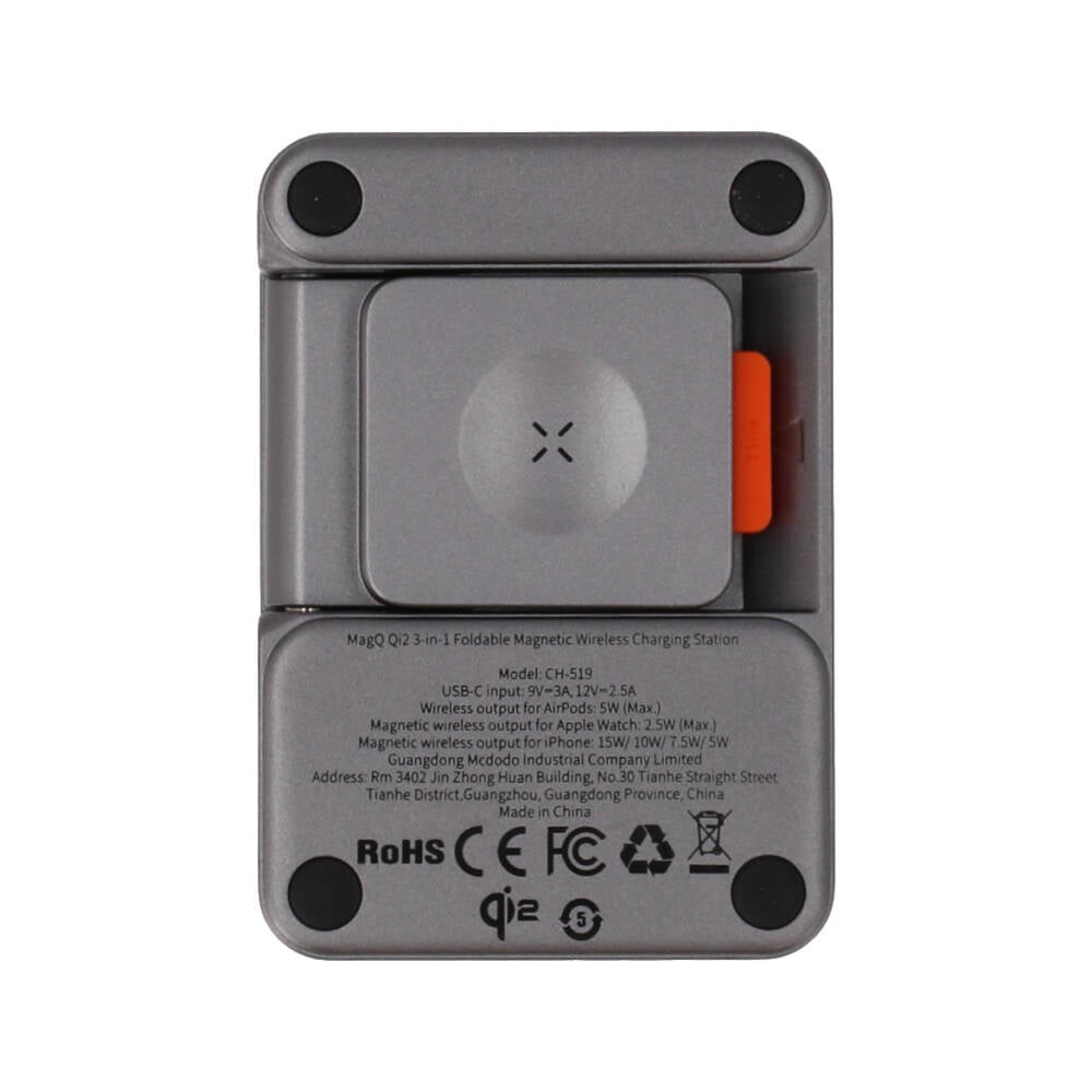 ที่ชาร์จไร้สาย MCDODO 3-in-1 Qi2 Wireless Charger Foldable Magnetic MagQ 15W Black (CH-5190)