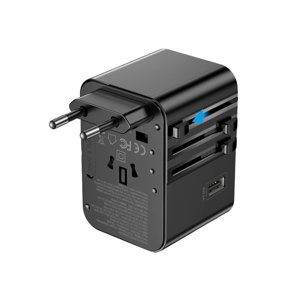 หัวแปลงปลั๊กไฟ Veger Multifunction Universal Travel Adapter 45W VA-INT03 (GaN45W) Black