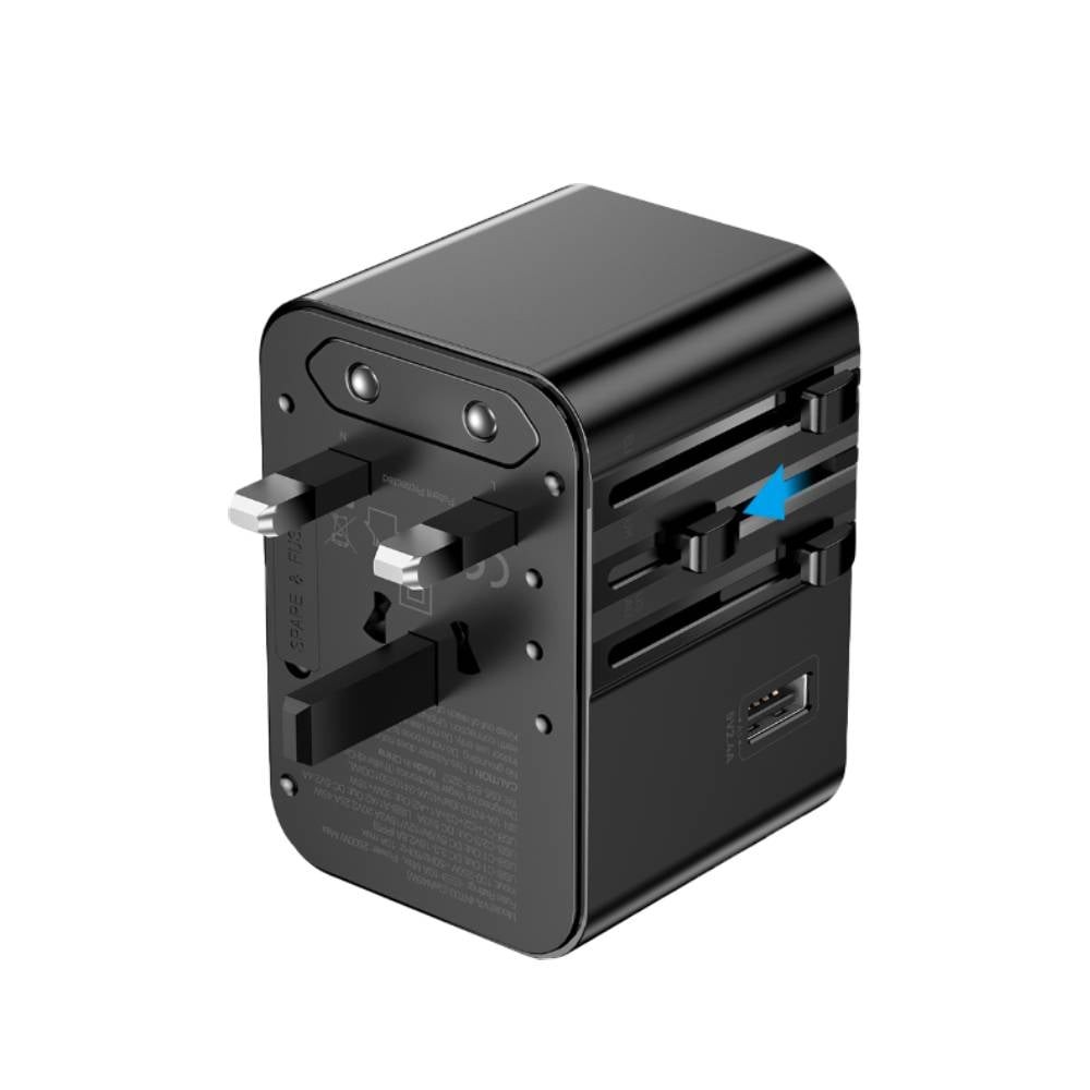 หัวแปลงปลั๊กไฟ Veger Multifunction Universal Travel Adapter 45W VA-INT03 (GaN45W) Black