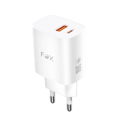 อะแดปเตอร์ FOX Wall USB Charger 1xUSB-A (QC3.0)/1xUSB-C (PD20W) AP28 White