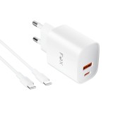 อะแดปเตอร์ FOX Wall USB Charger 1 USB-A (QC3.0A) / 1 USB-C (PD20W) + USB-C to USB-C Cable 1M. White (AP28)