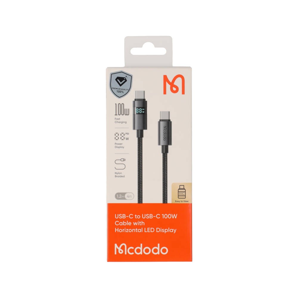 สายชาร์จ Mcdodo USB-C to USB-C Cable 100W Horizontal LED Display 1.2M Black (CA-5610)