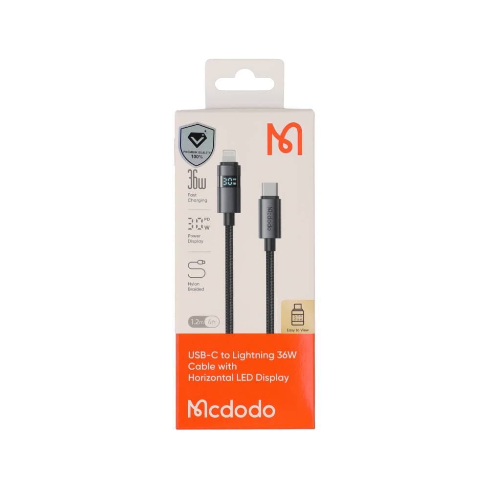 สายชาร์จ Mcdodo USB-C to Lightning Cable 36W Horizontal LED Display 1.2M Black (CA-6570)