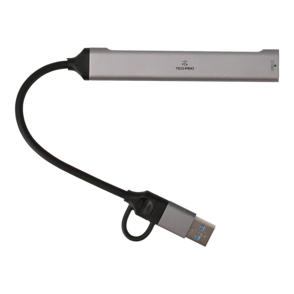 TECHPRO Port Hub 5-in-2 2xUSB 2.0/USB 3.0/Card reader SDTF Gray