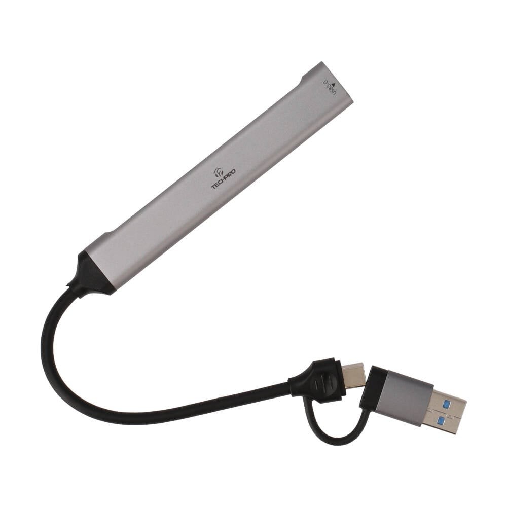 TECHPRO Port Hub 5-in-2 2xUSB 2.0/USB 3.0/Card reader SDTF Gray
