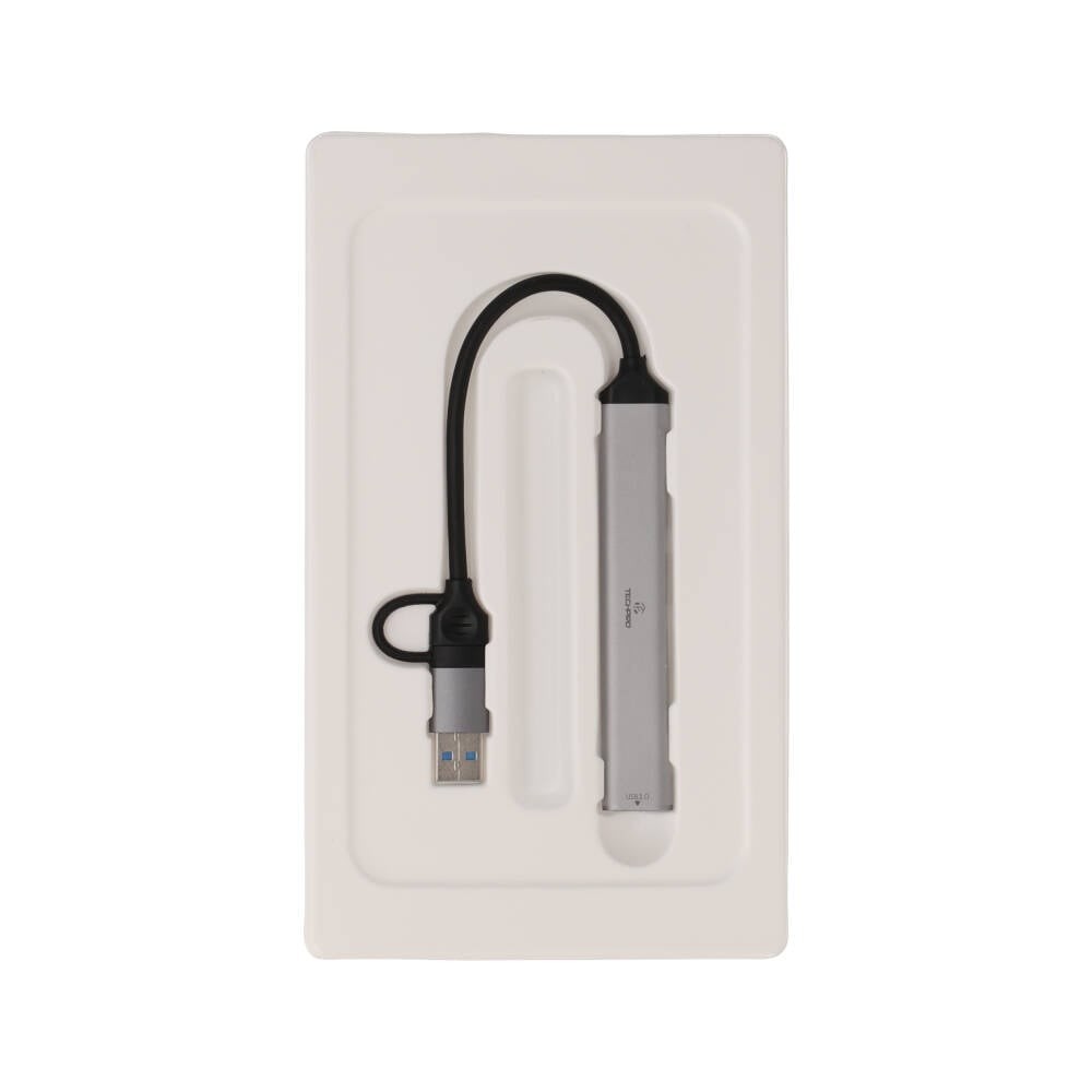 TECHPRO Port Hub 5-in-2 2xUSB 2.0/USB 3.0/Card reader SDTF Gray