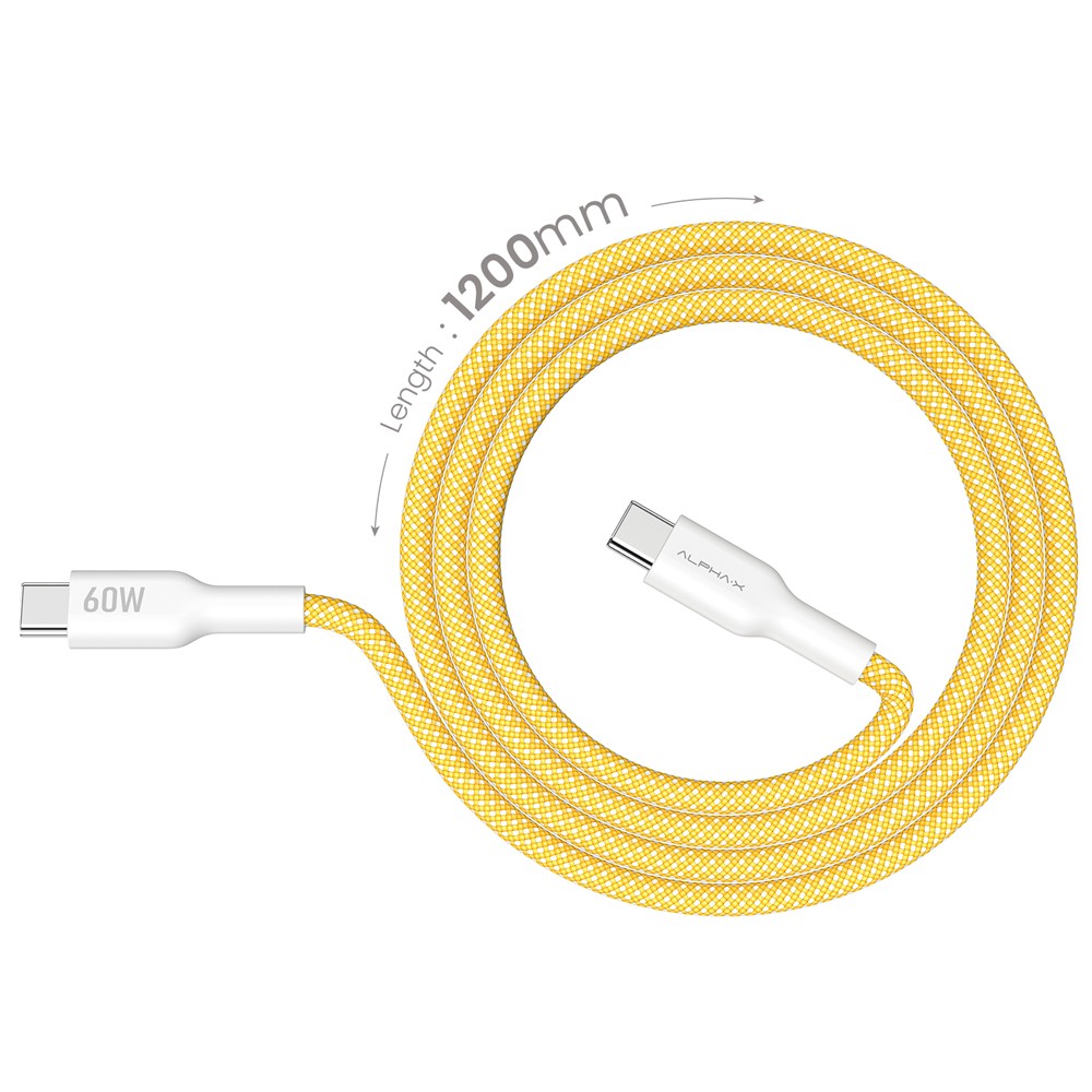 สายชาร์จ ALPHA.X USB-C to USB-C Cable 1.2M Yellow (ALUSB-CC2)