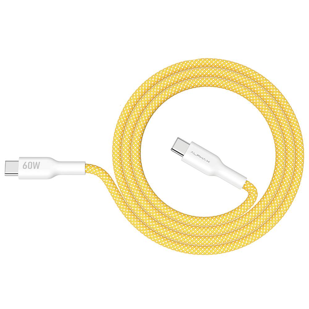 สายชาร์จ ALPHA.X USB-C to USB-C Cable 1.2M Yellow (ALUSB-CC2)