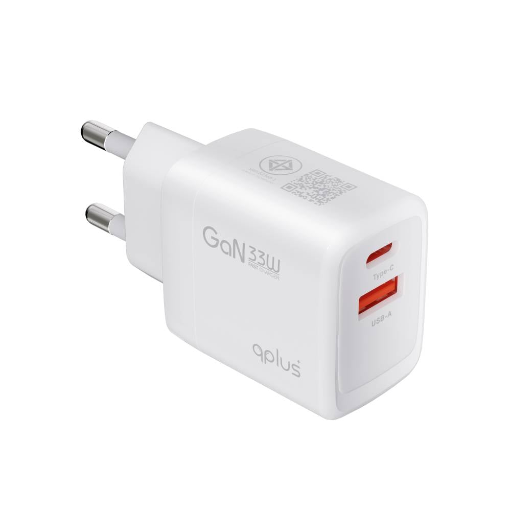 อะแดปเตอร์ QPLUS Wall Charger 1 USB-A / 1 USB-C 33W GaN AP33 White