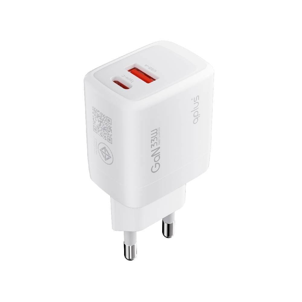 อะแดปเตอร์ QPLUS Wall Charger 1 USB-A / 1 USB-C 33W GaN AP33 White