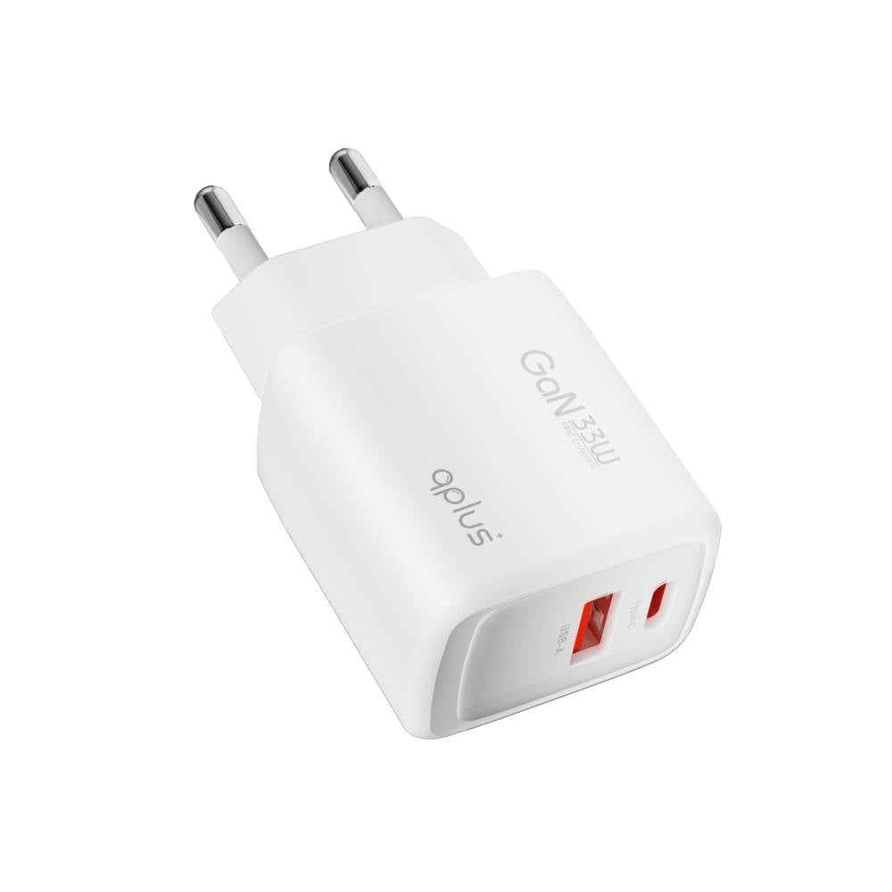 อะแดปเตอร์ QPLUS Wall Charger 1 USB-A / 1 USB-C 33W GaN AP33 White