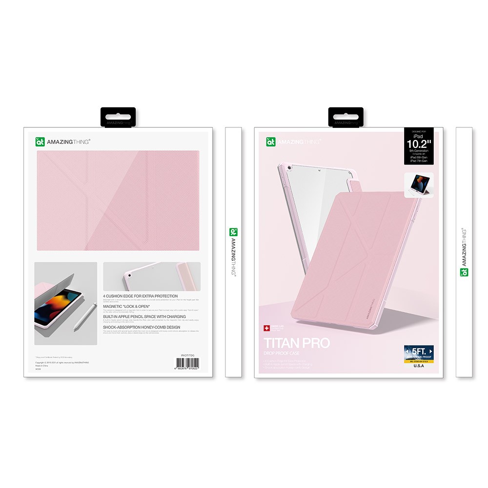 เคส AMAZINGthing iPad Gen 9 (2021) / Gen 8 (2020) Titan Pro Folio Case-Grey Pink