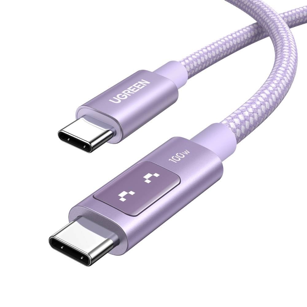 สายชาร์จ Ugreen USB-C to USB-C Cable Nylon 100W 2M. Robot Purple (65216)
