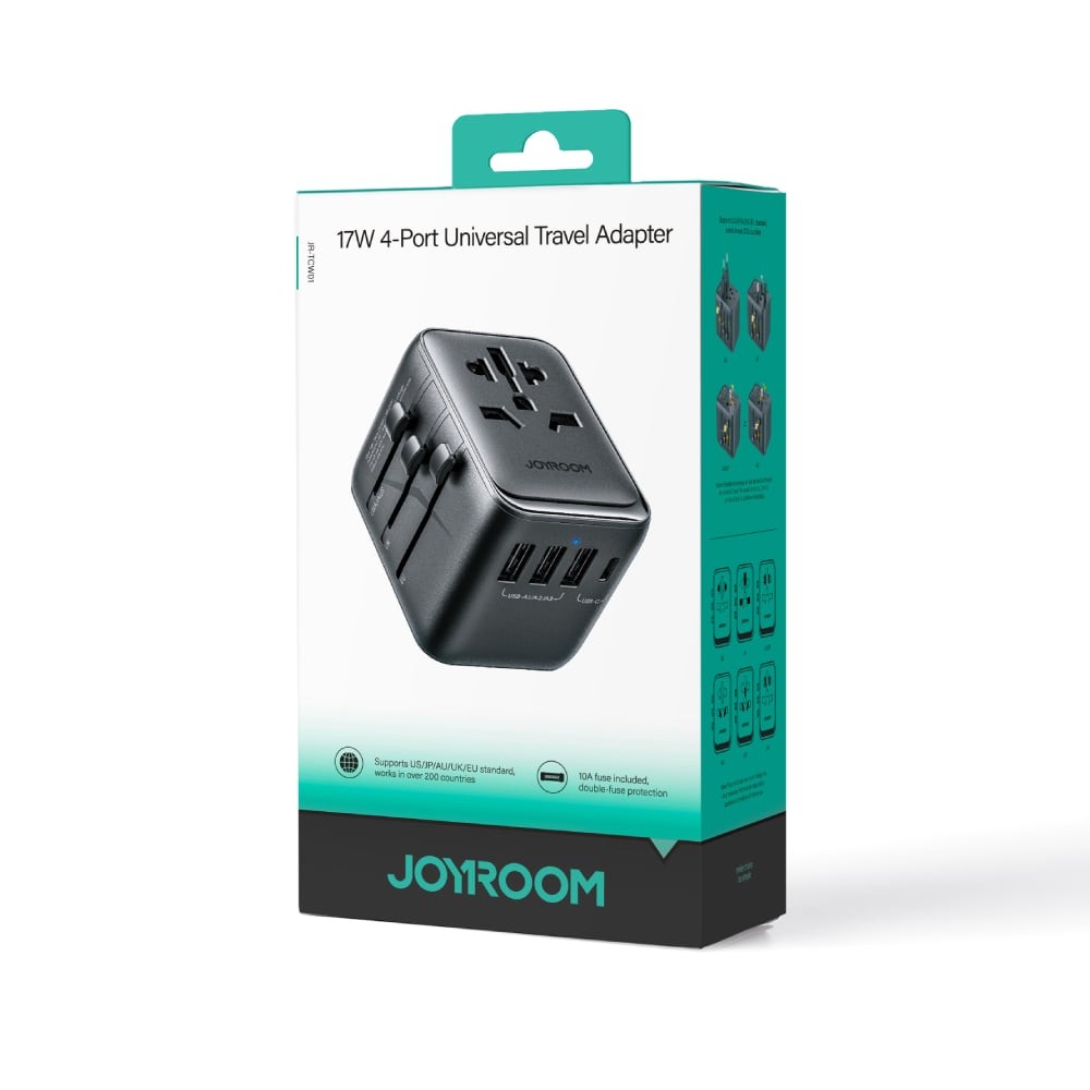 หัวแปลงปลั๊กไฟ JOYROOM Universal Travel Adapter 17W JR-TCW01 Black