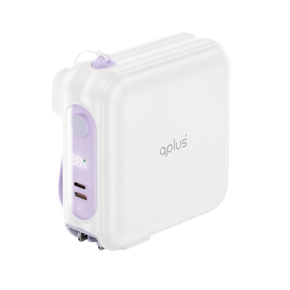 พาวเวอร์แบงค์ QPLUS 15000 mAh LED Display with 2-in-1 Cable (W1501C) White