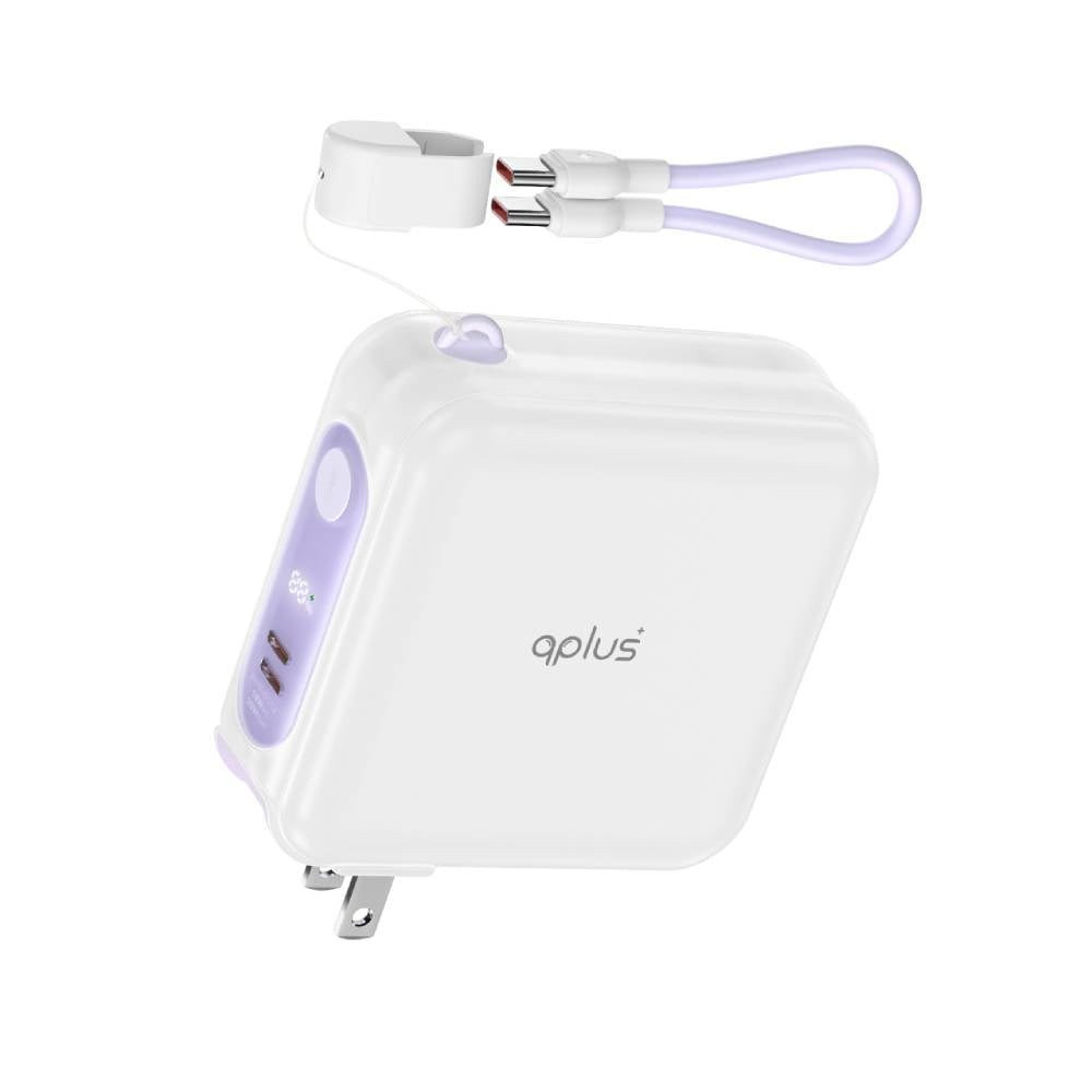 พาวเวอร์แบงค์ QPLUS 15000 mAh LED Display with 2-in-1 Cable (W1501C) White