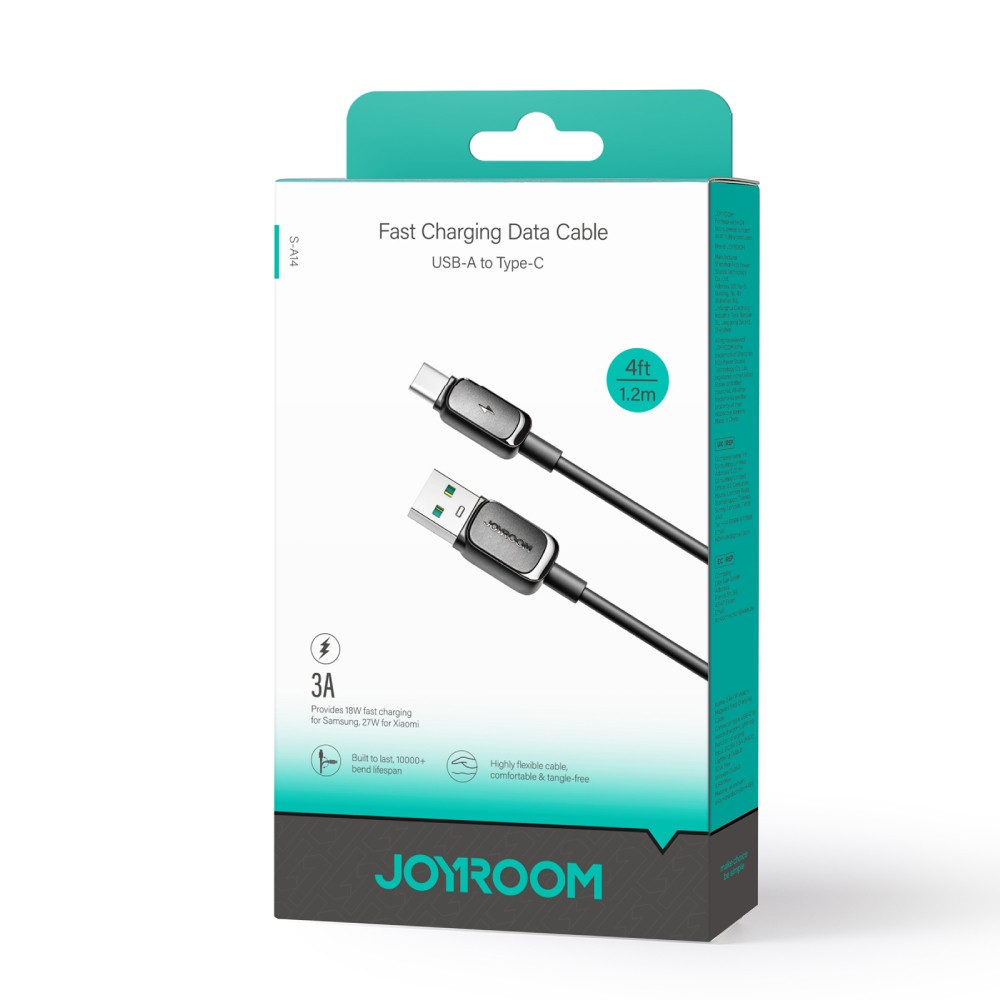 สายชาร์จ JOYROOM USB-A to USB-C Cable 3A Multi-Color 1.2M Black (S-A14)