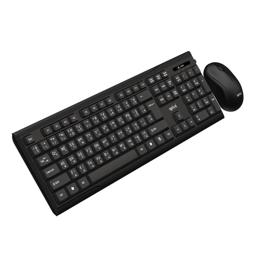 เมาส์และคีย์บอร์ดไร้สาย QPLUS 1913 Basic Black (TH/EN)