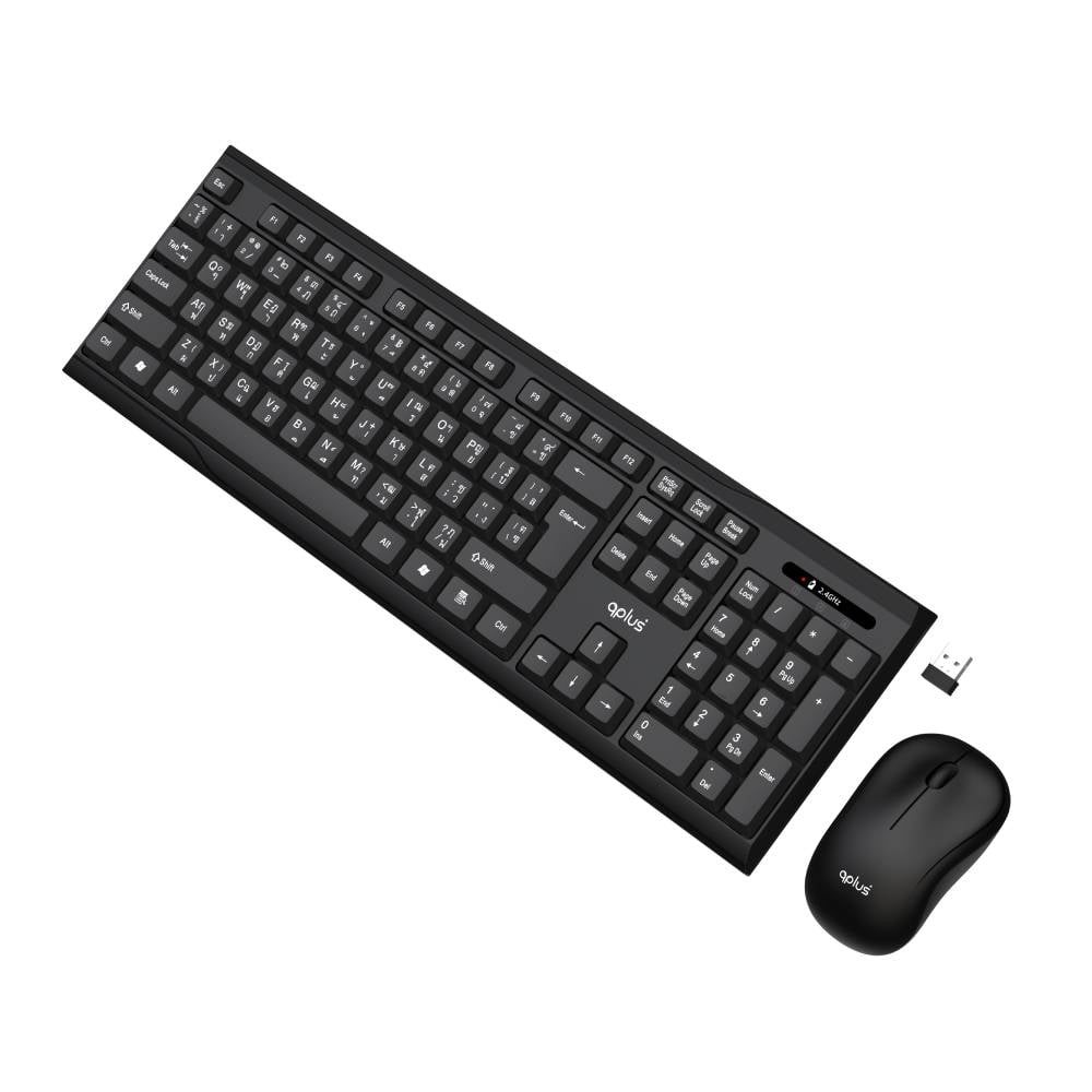 เมาส์และคีย์บอร์ดไร้สาย QPLUS 1913 Basic Black (TH/EN)