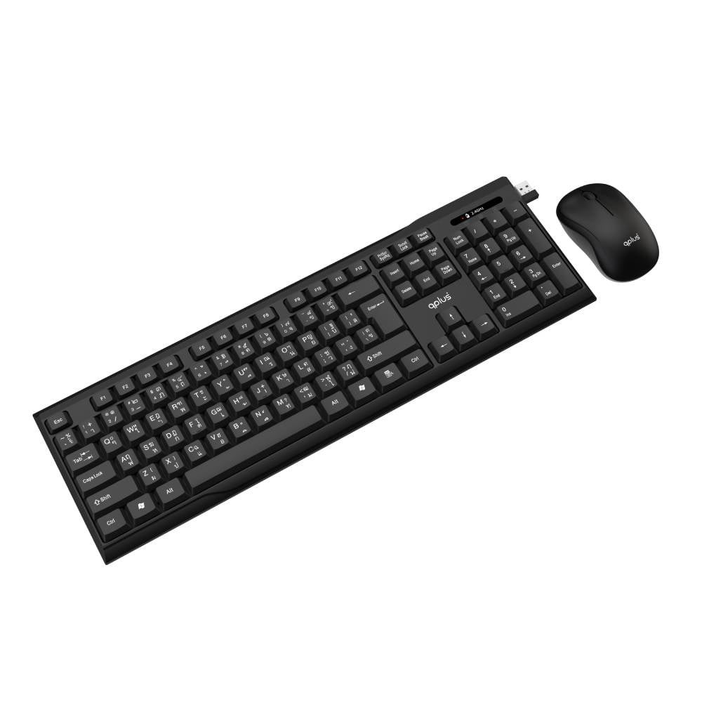 เมาส์และคีย์บอร์ดไร้สาย QPLUS 1913 Basic Black (TH/EN)