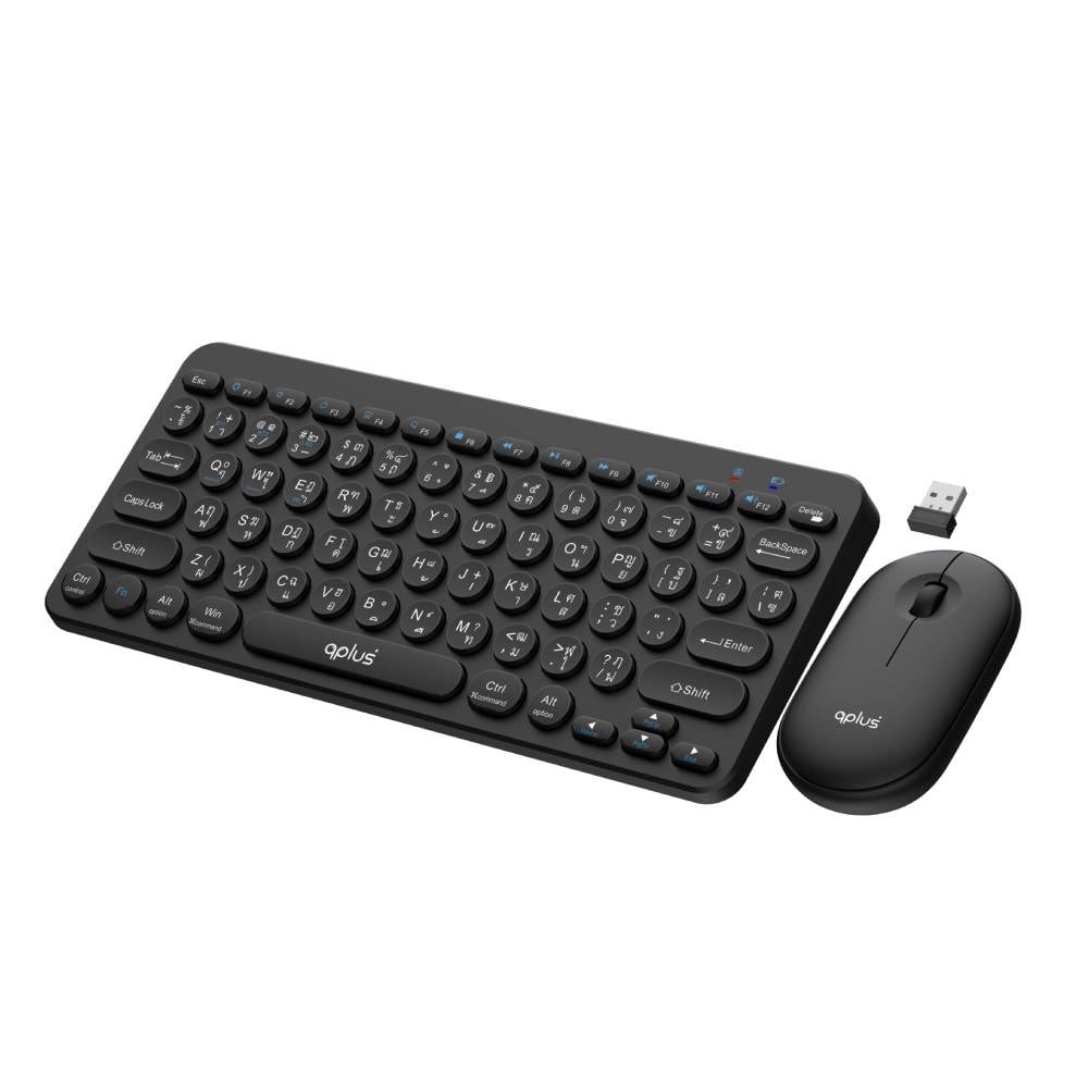 เมาส์และคีย์บอร์ดไร้สาย QPLUS 1928 Stylish Black (TH/EN)