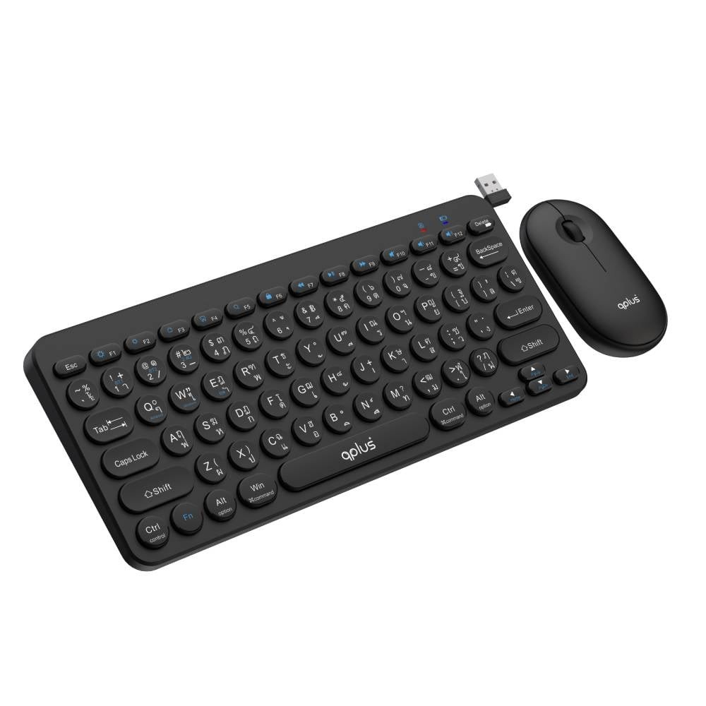 เมาส์และคีย์บอร์ดไร้สาย QPLUS 1928 Stylish Black (TH/EN)