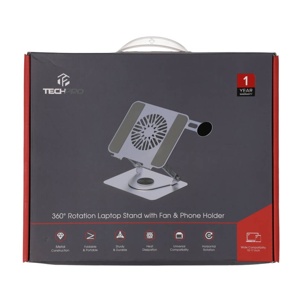แท่นวางแมคบุ๊ค TECHPRO Carbon Cooler Rotatable Tablet & Laptop Stand 360 Grey