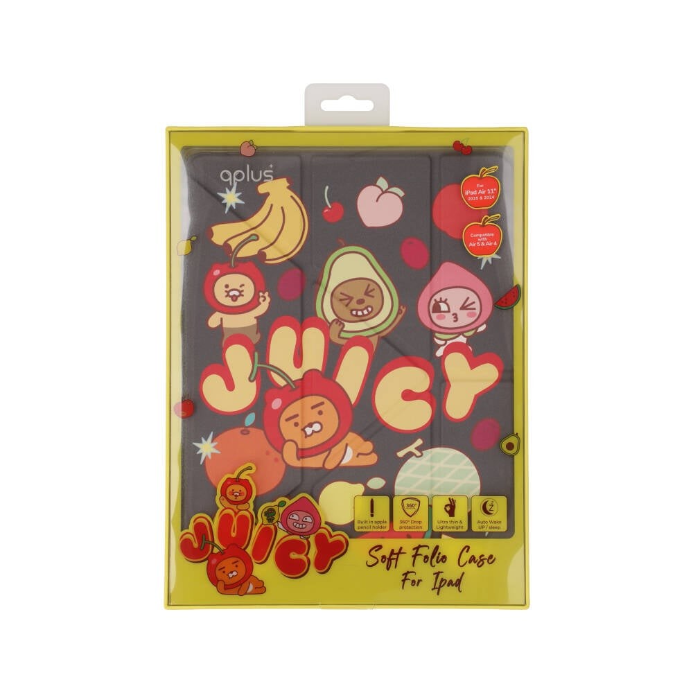 QPLUS x KAKAO Friends เคส iPad Air4/5/6/7/8 11 2026 (M2/M3/M4) Y Model Juicy Friends Gray