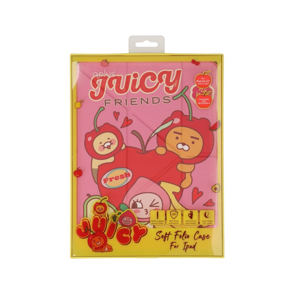 QPLUS x KAKAO Friends เคส iPad Air4/5/6/7/8 11 2026 (M2/M3/M4) Y Model Juicy Friends Pink