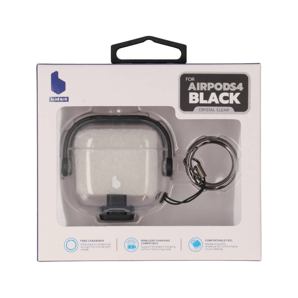 เคส Blue Box AirPods 4 Crystal with anti-lost protective Black