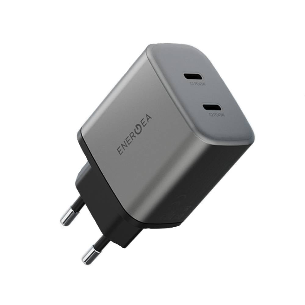 อะแดปเตอร์ ENERGEA Wall USB Charger 2 USB-C (PD45W) Ampcharge GaN45 Dual Gunmetal (TISI)