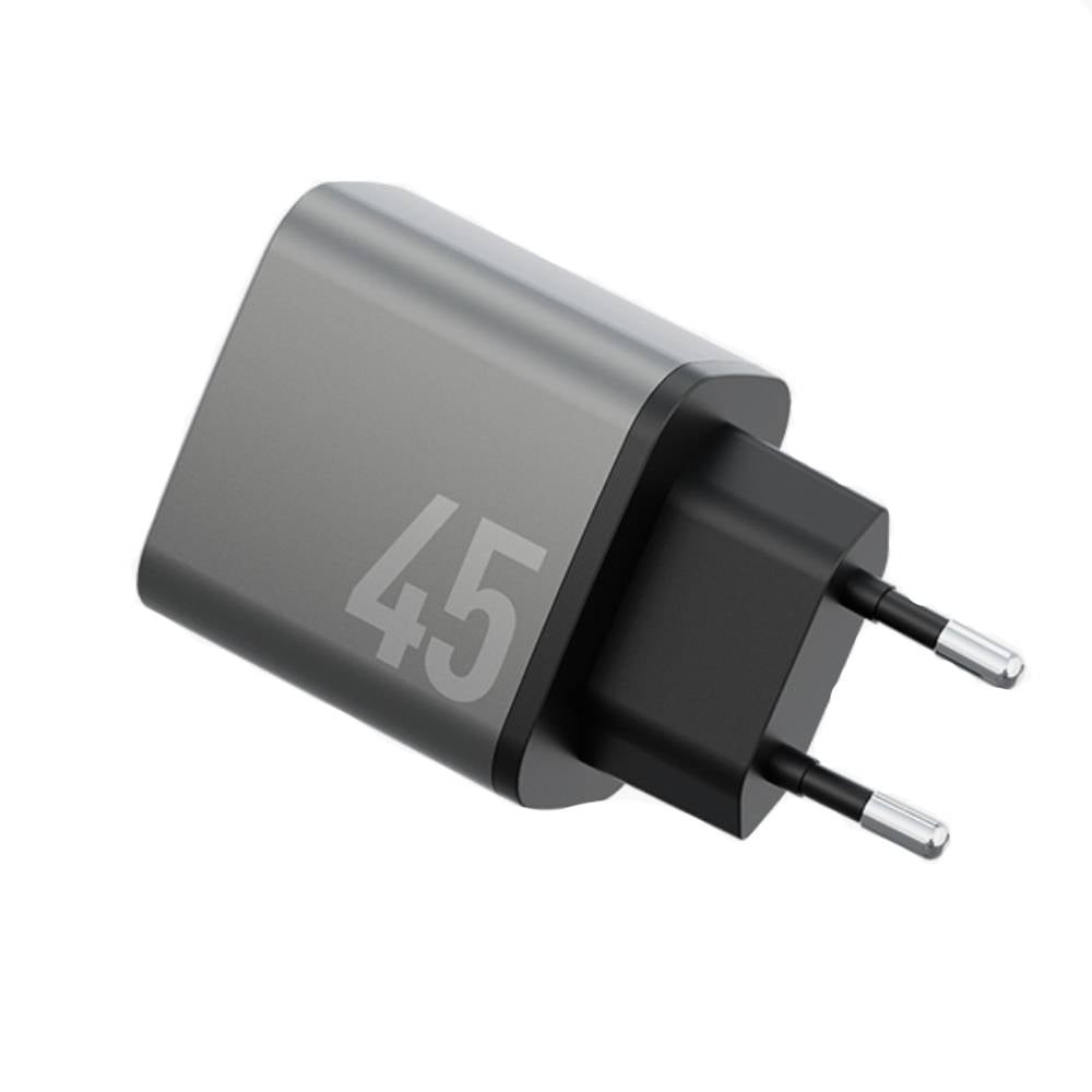 อะแดปเตอร์ ENERGEA Wall USB Charger 2 USB-C (PD45W) Ampcharge GaN45 Dual Gunmetal (TISI)