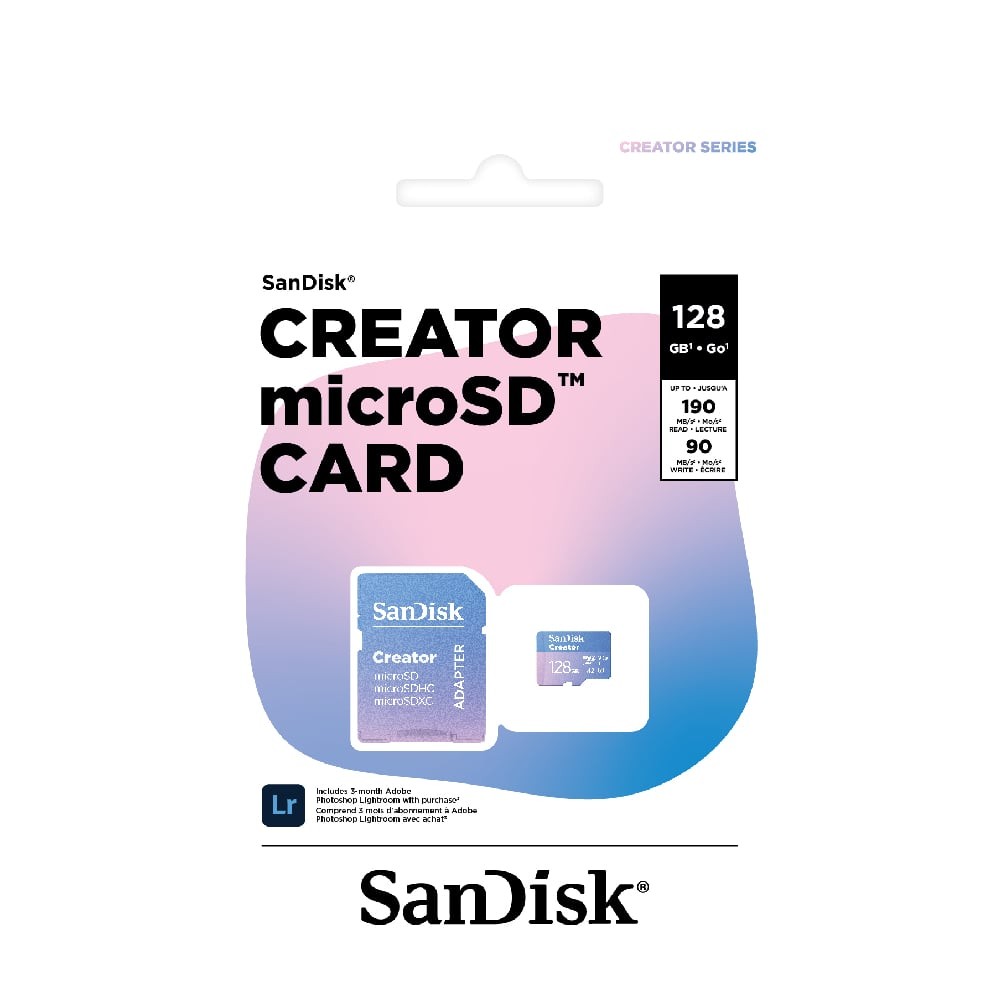 [ของแท้] เมมโมรี่การ์ด SanDisk Micro SDXC Creator Series 128GB A2 C10 190MB/s R with SD Adapter (SDSQXAA-128G-GN6MS)