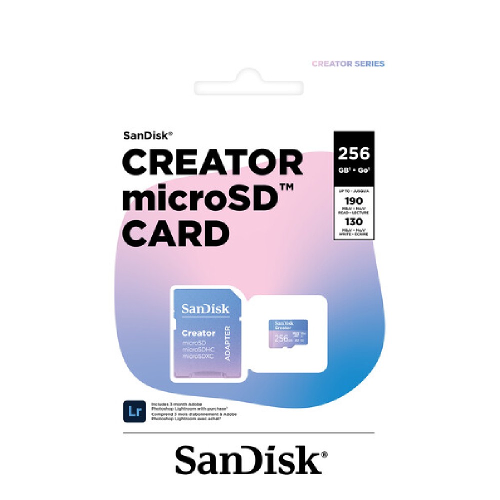 [ของแท้] เมมโมรี่การ์ด SanDisk Micro SDXC Creator Series 256GB A2 C10 190MB/s R with SD Adapter (SDSQXAV-256G-GN6MS)