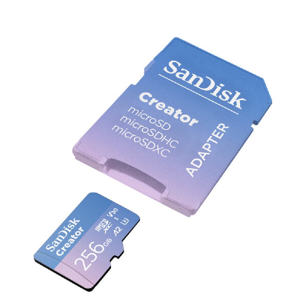 [ของแท้] เมมโมรี่การ์ด SanDisk Micro SDXC Creator Series 256GB A2 C10 190MB/s R with SD Adapter (SDSQXAV-256G-GN6MS)